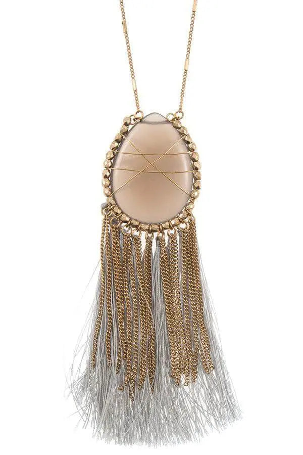Good Vibes Gem Tassel Necklace Blue Zone Planet