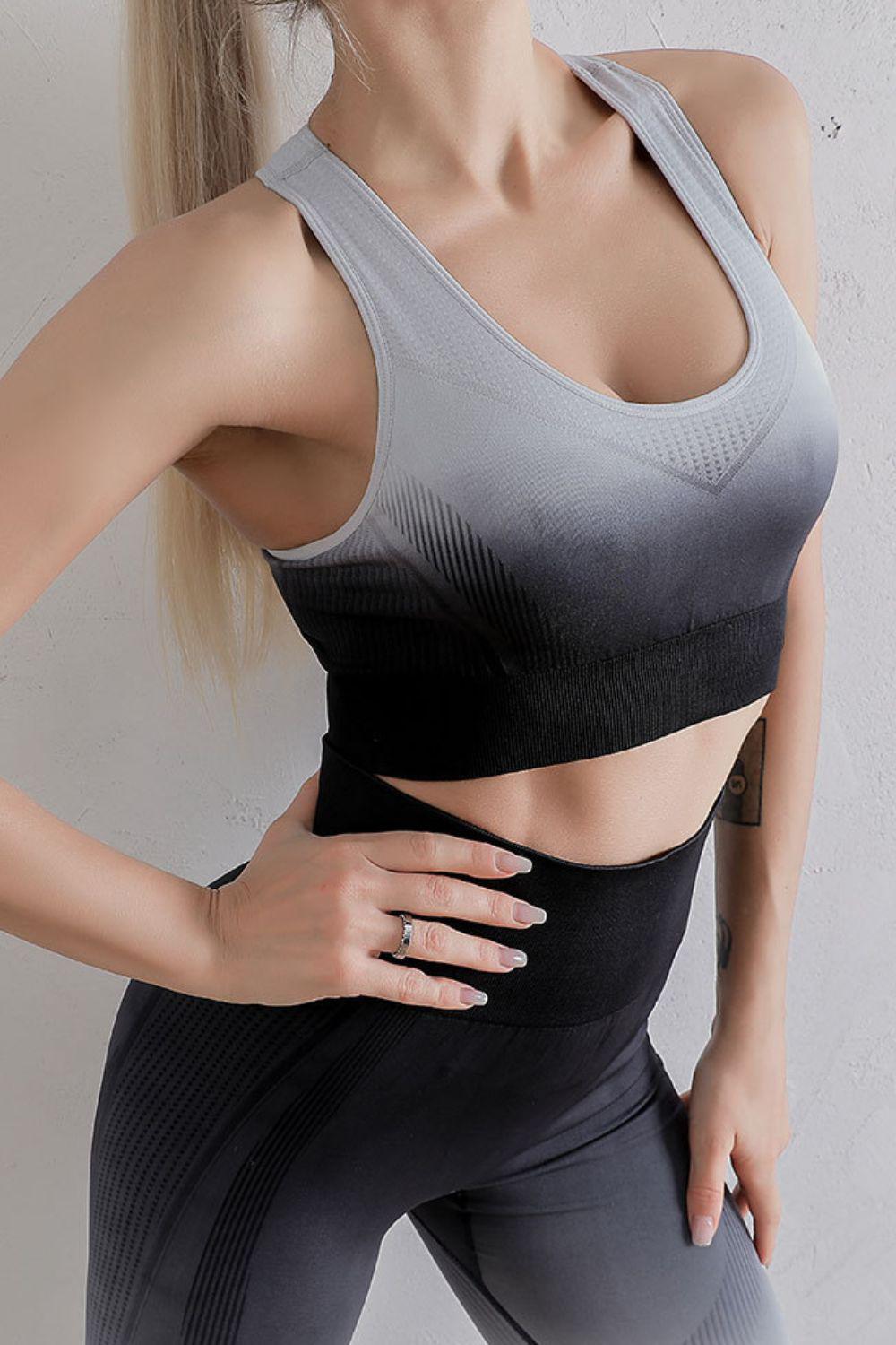 Gradient Sports Bra and Leggings Set BLUE ZONE PLANET
