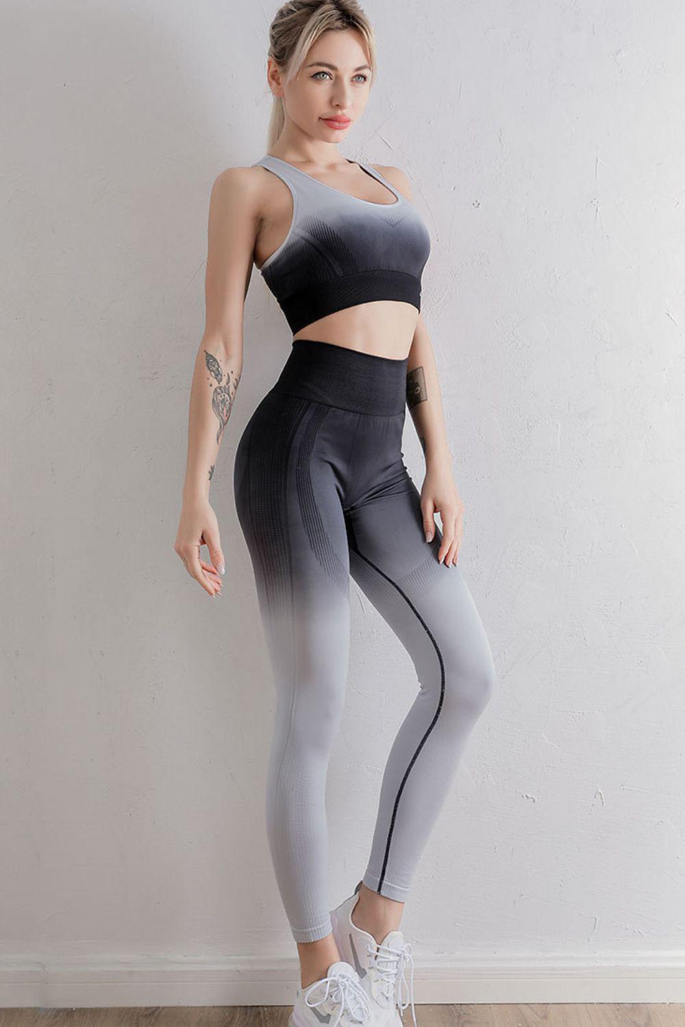 Gradient Sports Bra and Leggings Set BLUE ZONE PLANET