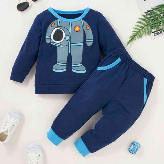 Graphic Sweatshirt and Joggers Set-TOPS / DRESSES-[Adult]-[Female]-Peacock Blue-2T-2022 Online Blue Zone Planet