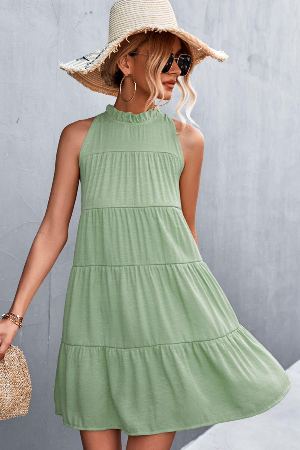 Grecian Tiered Sleeveless Dress BLUE ZONE PLANET