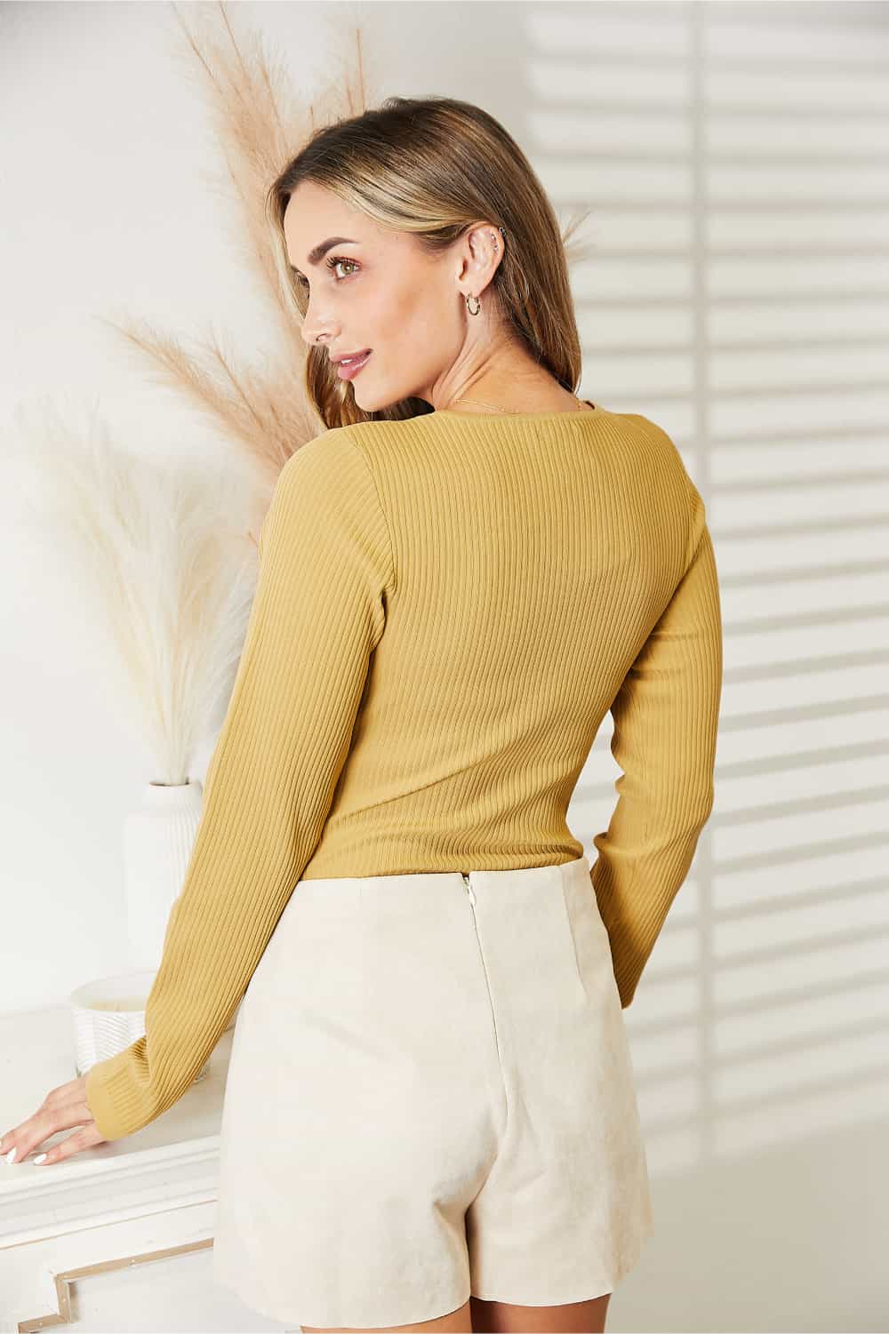HEYSON All About Details Full Size Ribbed Bodysuit Banana Yellow BLUE ZONE PLANET