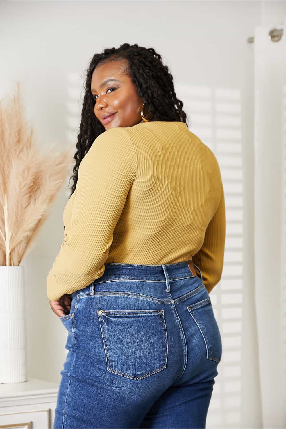 HEYSON All About Details Full Size Ribbed Bodysuit Banana Yellow BLUE ZONE PLANET