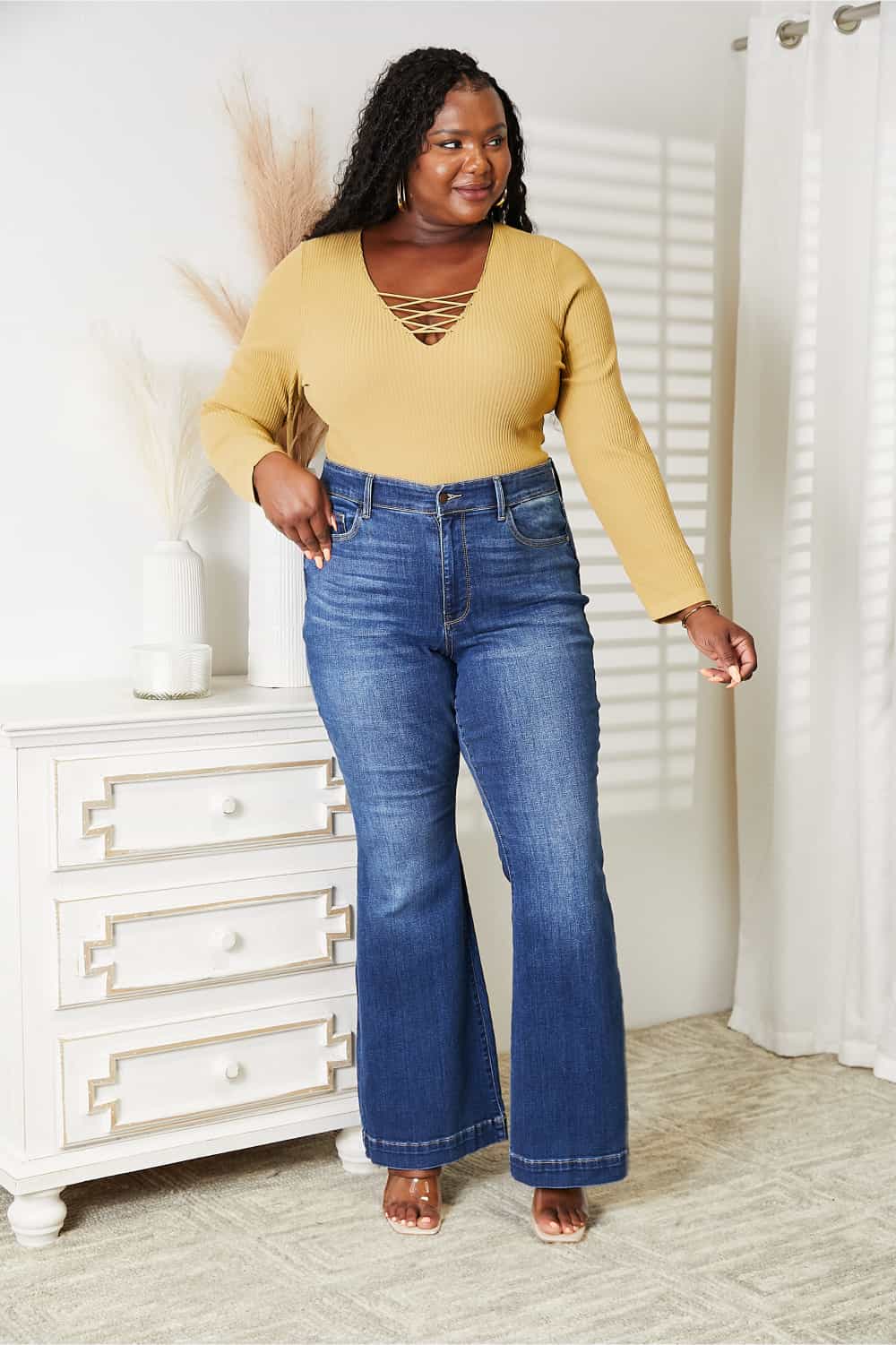 HEYSON All About Details Full Size Ribbed Bodysuit Banana Yellow BLUE ZONE PLANET