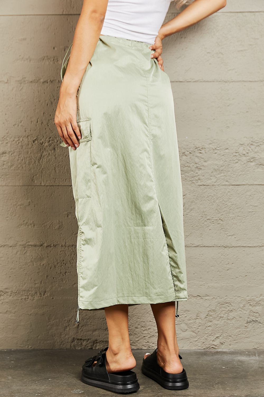 HYFVE Just In Time High Waisted Cargo Midi Skirt BLUE ZONE PLANET