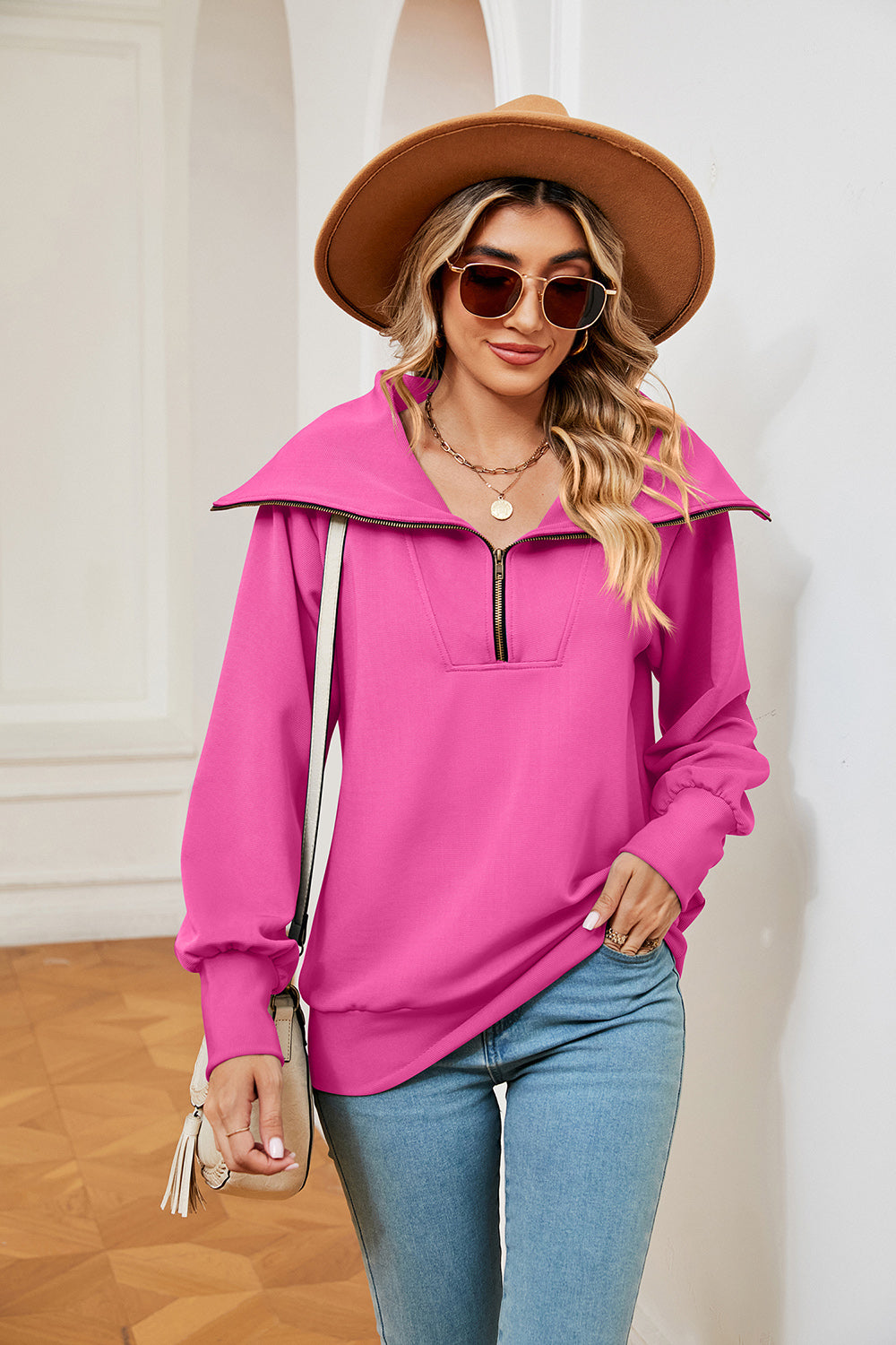 Half-Zip Collared Sweatshirt BLUE ZONE PLANET