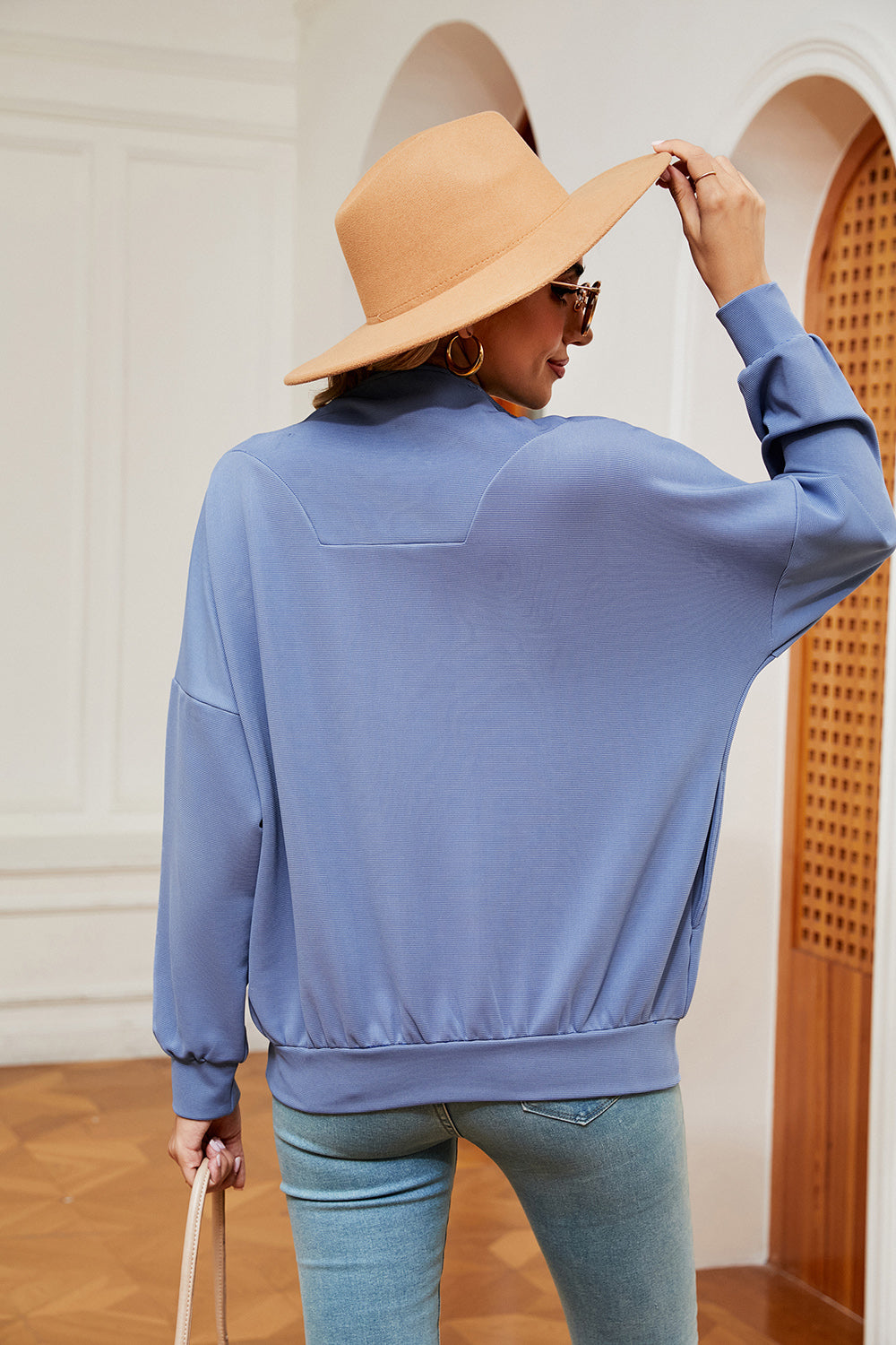 Half-Zip Dropped Shoulder Sweatshirt BLUE ZONE PLANET