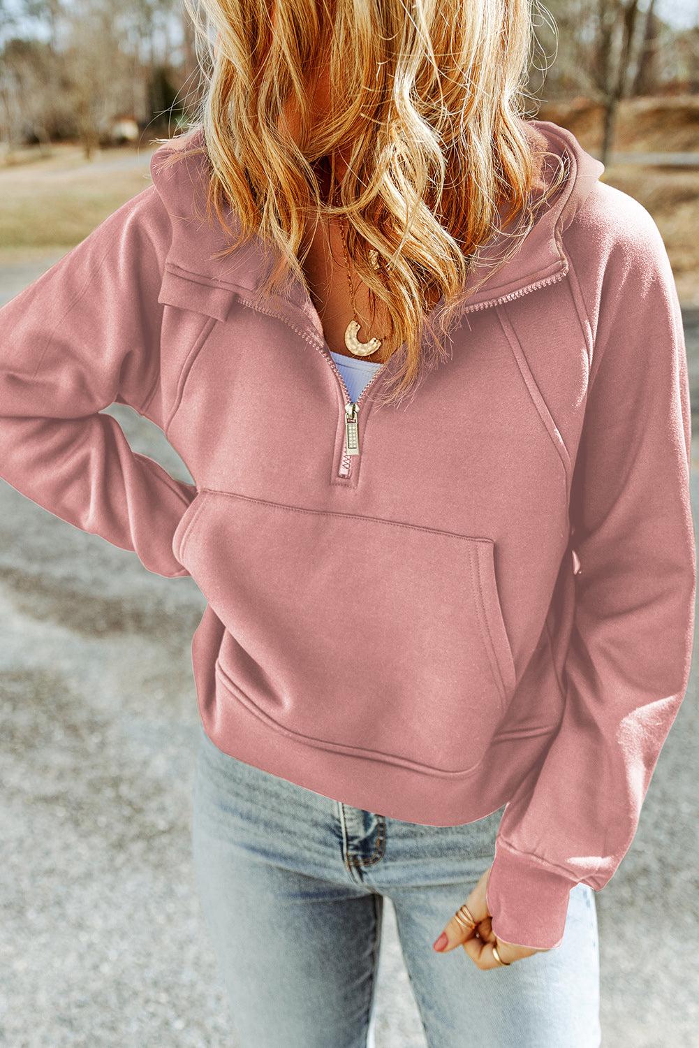 Half-Zip Thumbhole Sleeve Hoodie BLUE ZONE PLANET