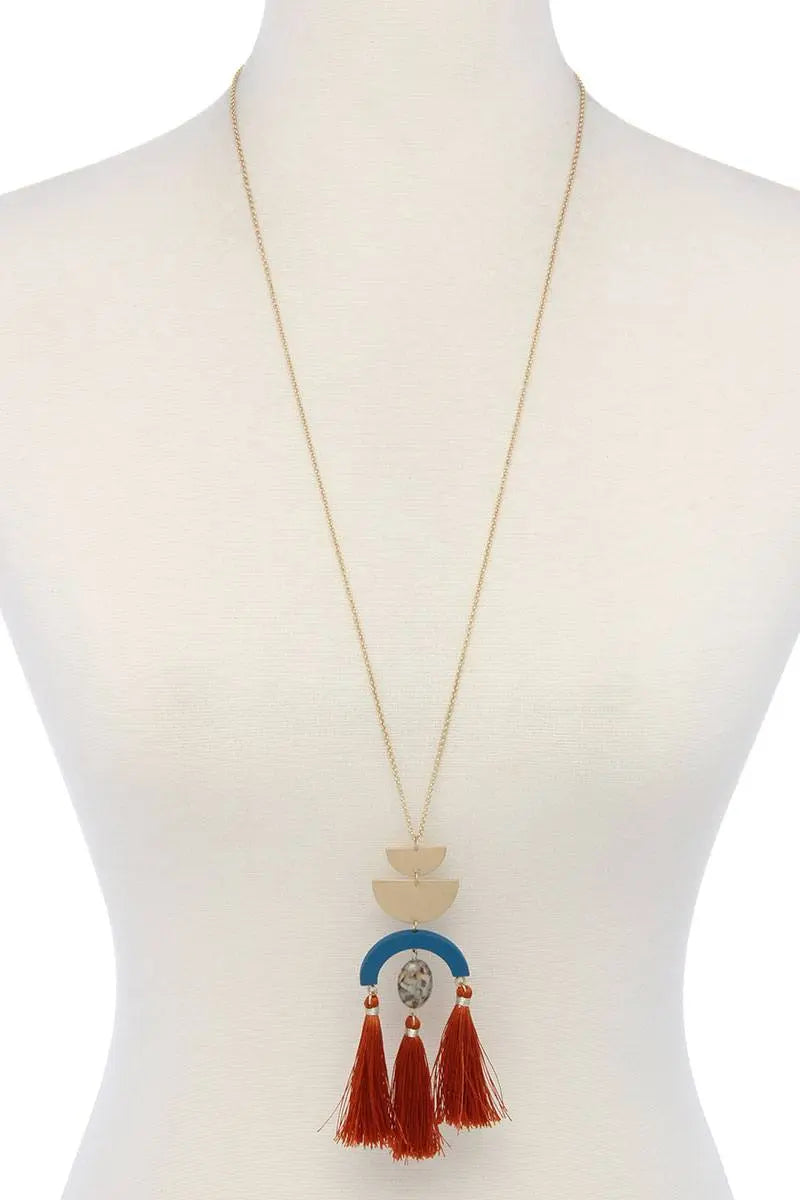 Half circle tassel necklace Blue Zone Planet