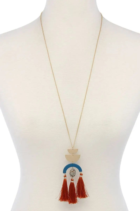 Half circle tassel necklace Blue Zone Planet