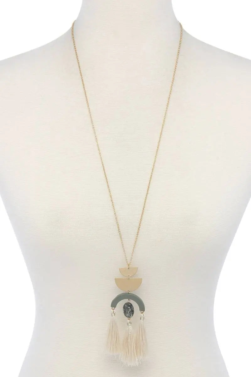 Half circle tassel necklace Blue Zone Planet