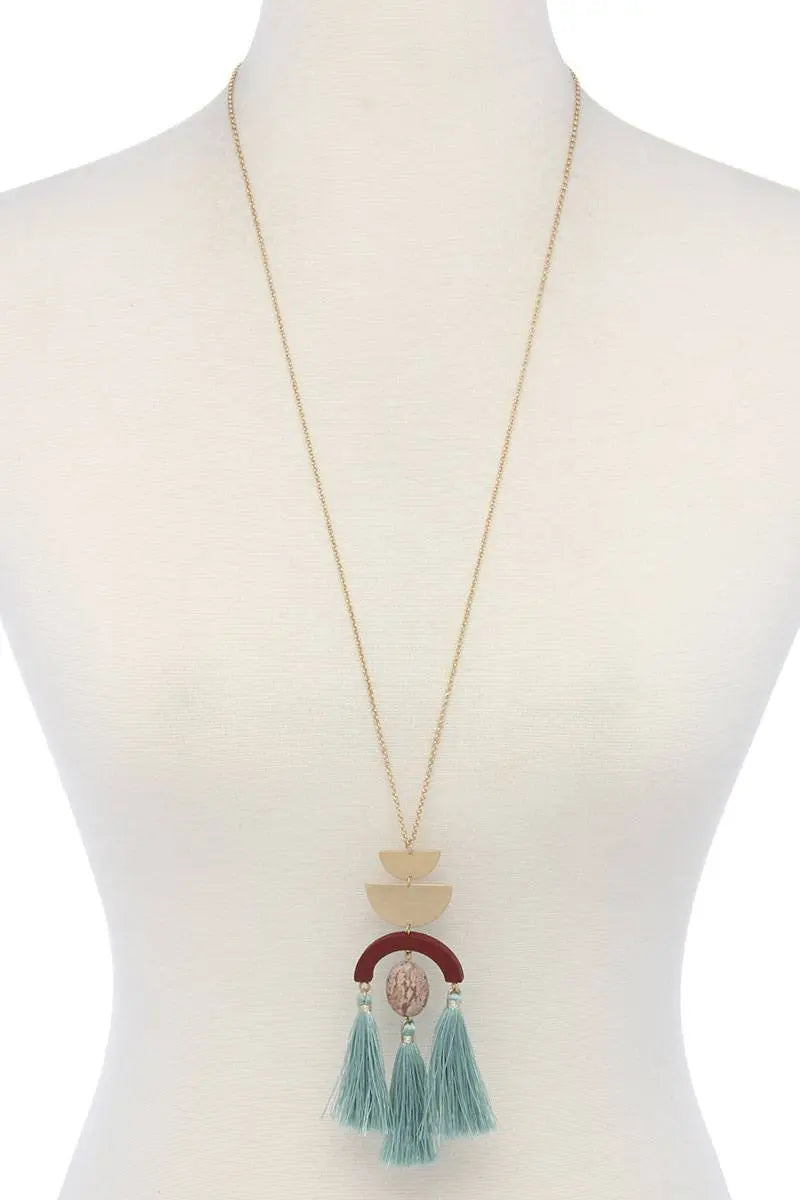 Half circle tassel necklace Blue Zone Planet