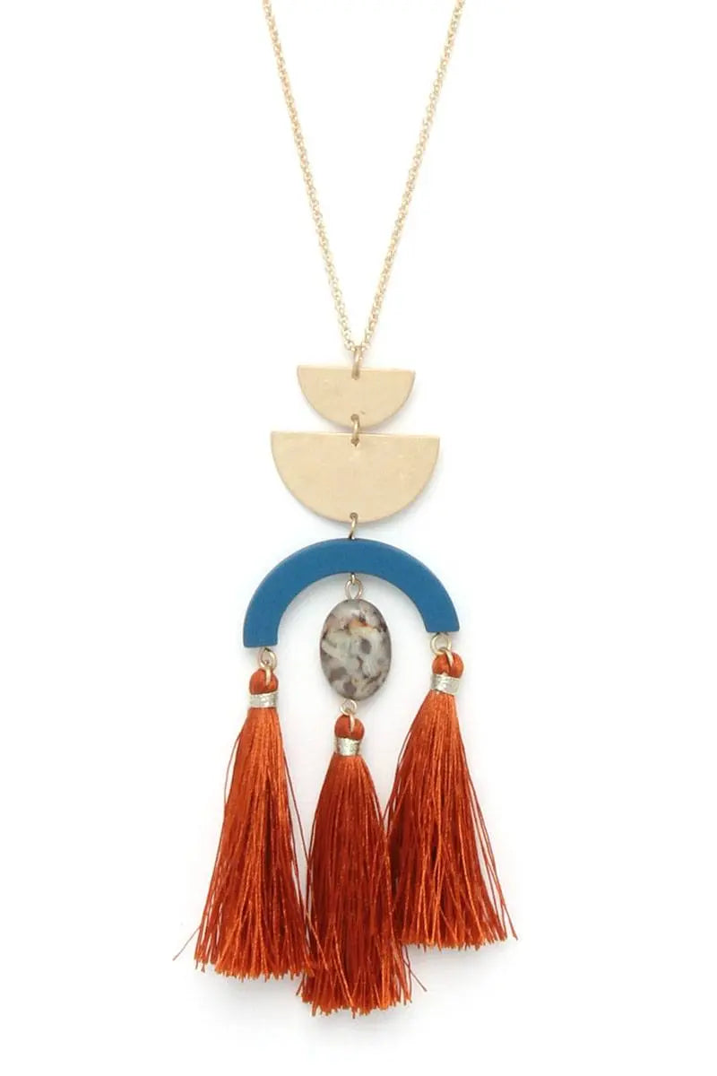 Half circle tassel necklace Blue Zone Planet