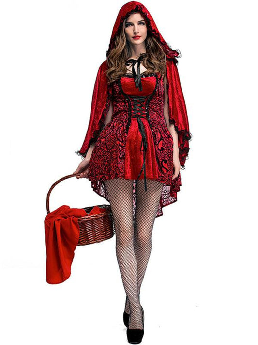 Halloween Gothic Little Red Riding Hood Cosplay Costume BLUE ZONE PLANET