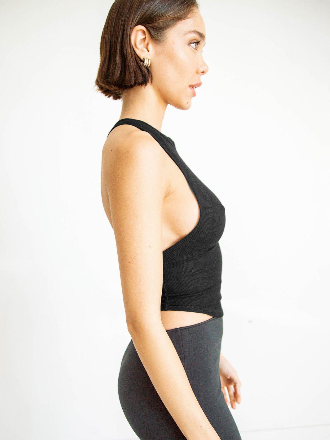 Halter Neck Ribbed Cropped Top BLUE ZONE PLANET