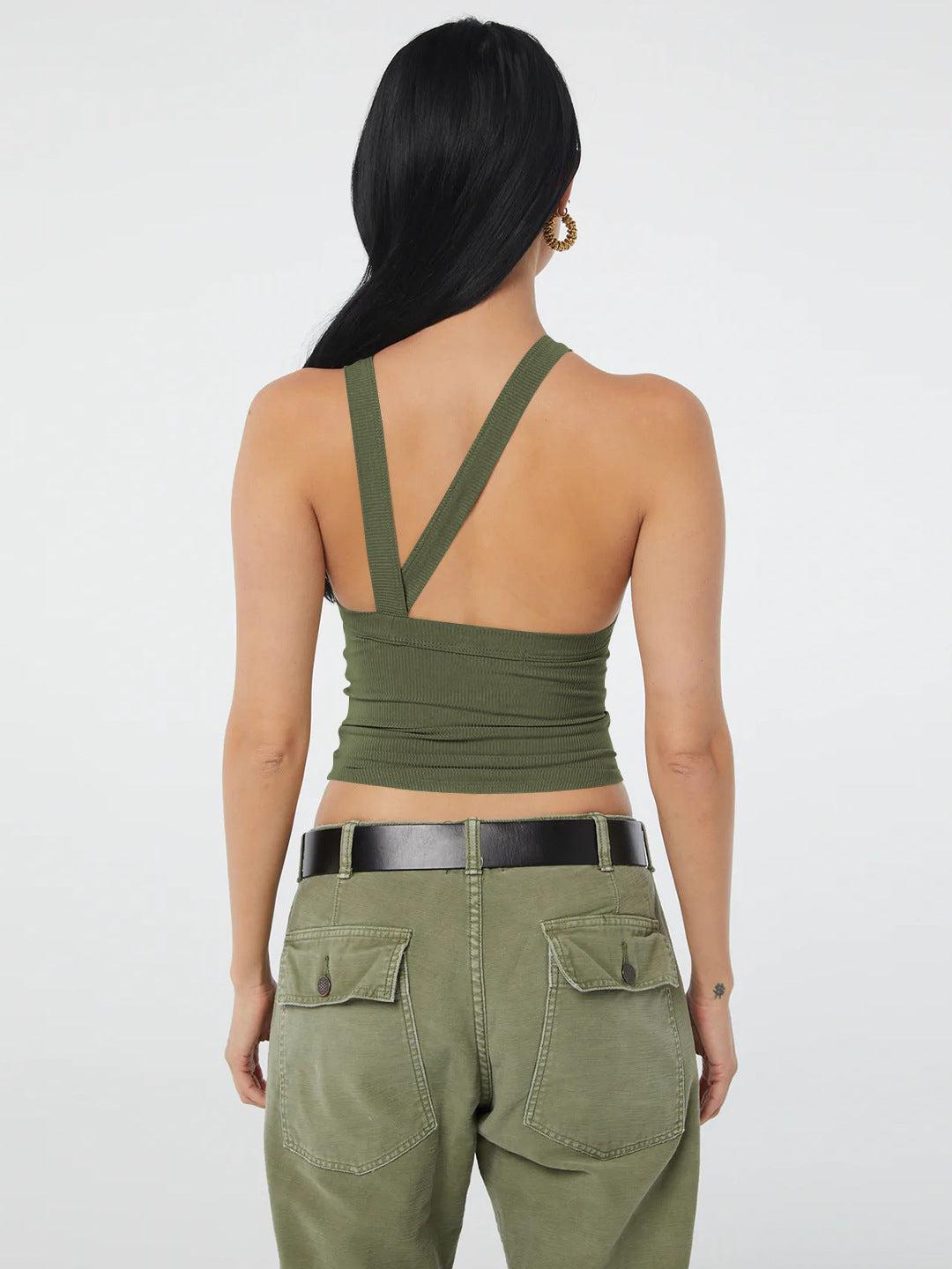 Halter Neck Ribbed Cropped Top BLUE ZONE PLANET