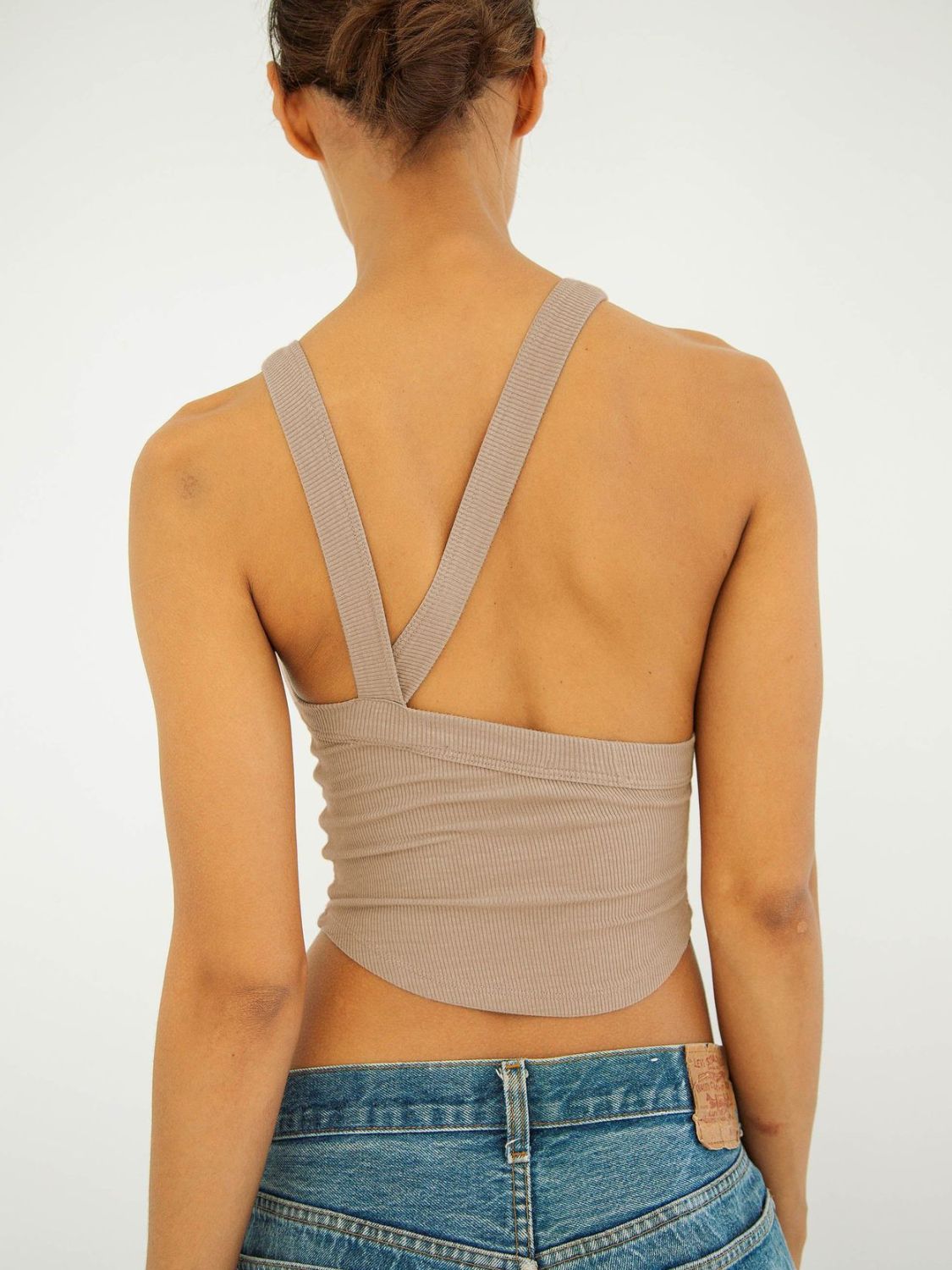 Halter Neck Ribbed Cropped Top BLUE ZONE PLANET