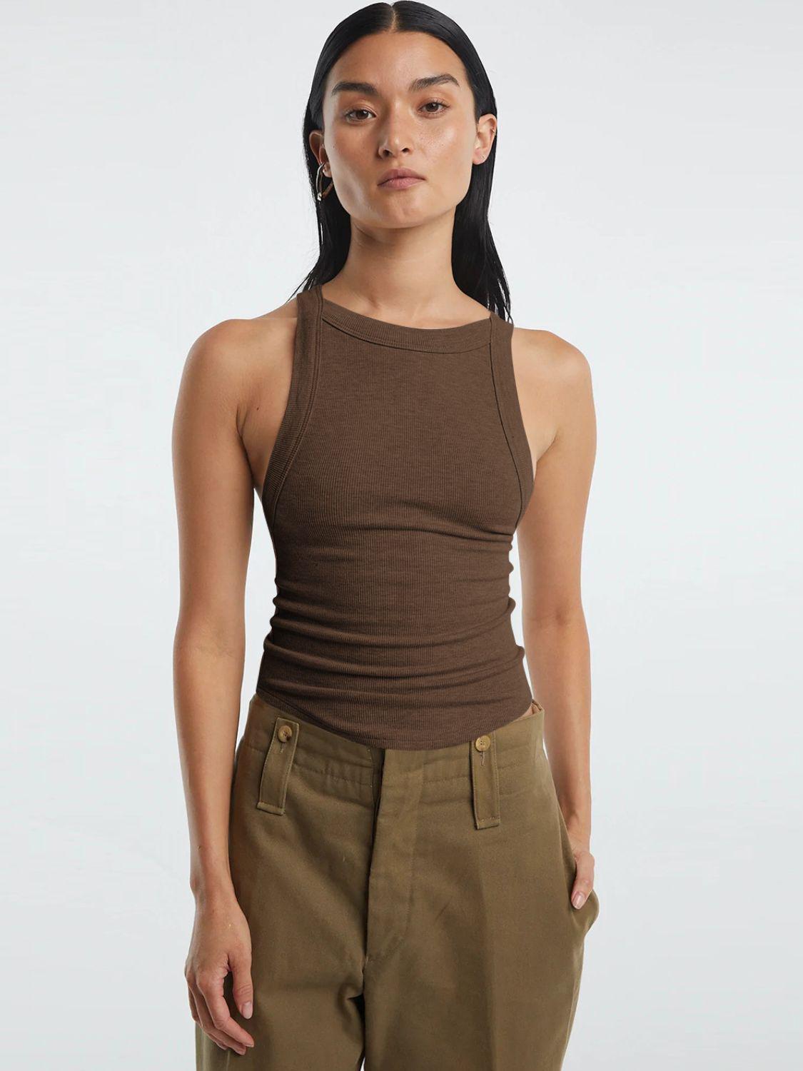 Halter Neck Ribbed Cropped Top BLUE ZONE PLANET