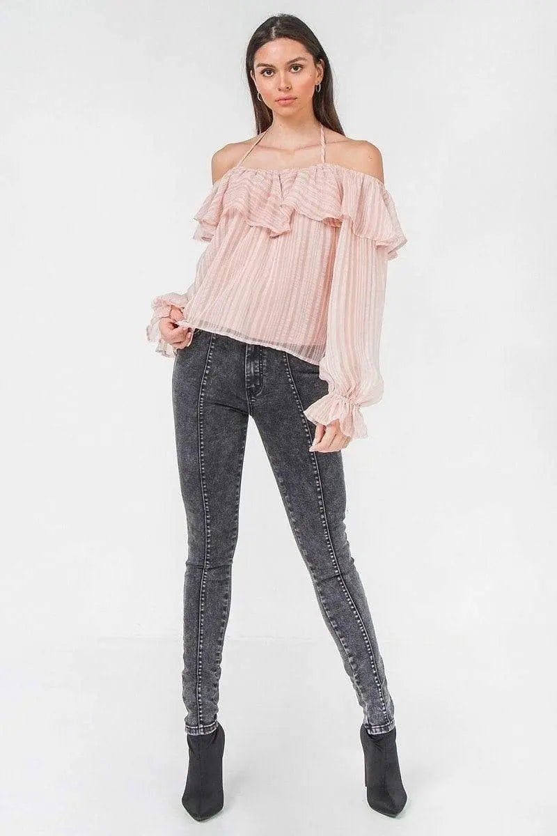 Halter Tie Woven Top Blue Zone Planet