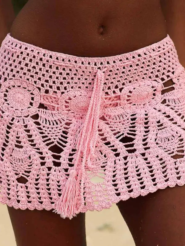 Handmade Crochet Beach Skirt Bikini Cover Up two piece set BLUE ZONE PLANET