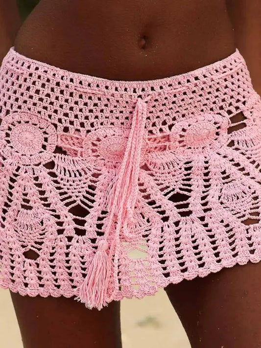 Handmade Crochet Beach Skirt Bikini Cover Up  two piece set BLUE ZONE PLANET