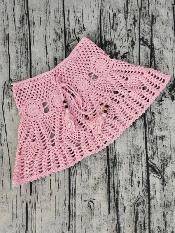 Handmade Crochet Beach Skirt Bikini Cover Up two piece set BLUE ZONE PLANET