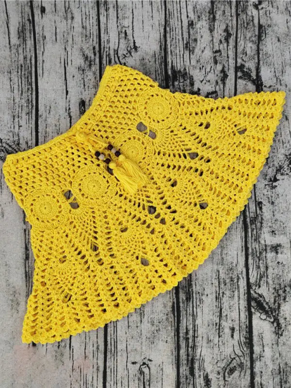 Handmade Crochet Beach Skirt Bikini Cover Up two piece set BLUE ZONE PLANET