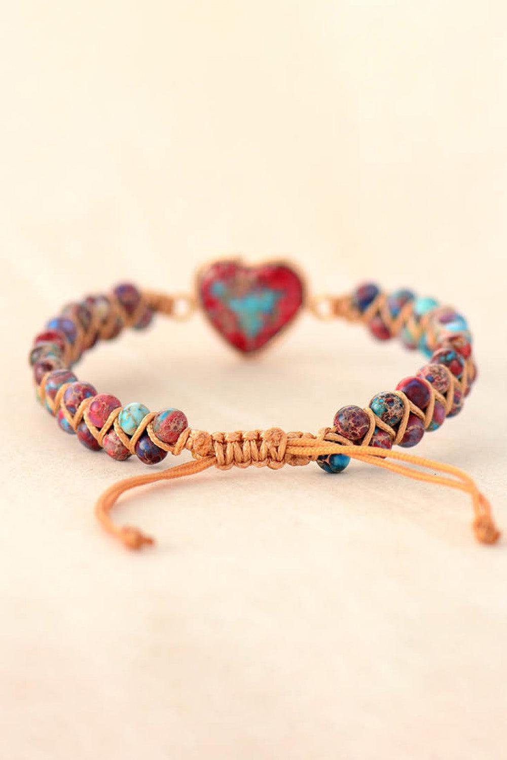 Handmade Heart Shape Natural Stone Bracelet BLUE ZONE PLANET