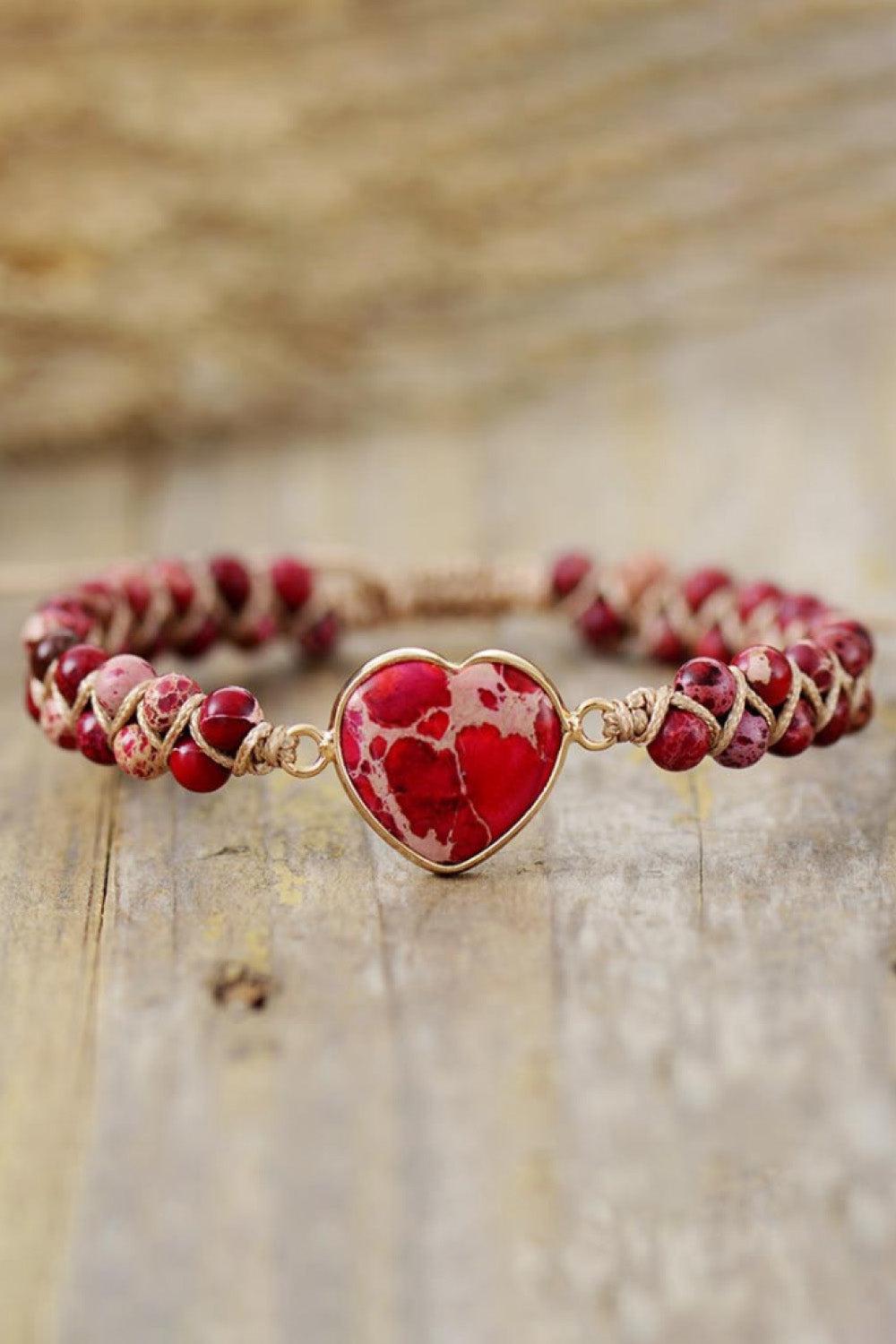 Handmade Heart Shape Natural Stone Bracelet BLUE ZONE PLANET
