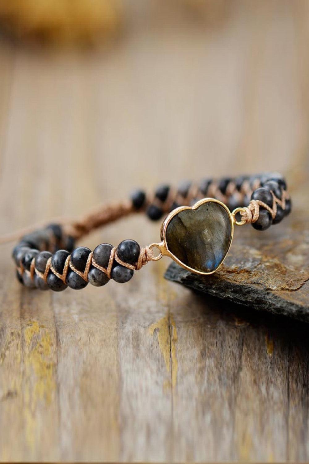 Handmade Heart Shape Natural Stone Bracelet BLUE ZONE PLANET