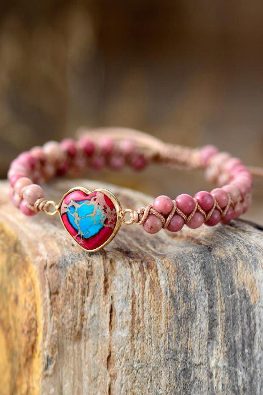 Handmade Heart Shape Natural Stone Bracelet BLUE ZONE PLANET