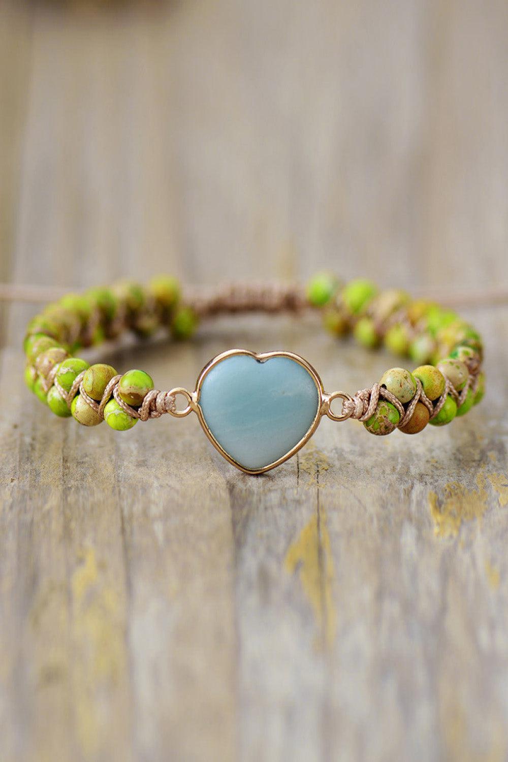 Handmade Heart Shape Natural Stone Bracelet BLUE ZONE PLANET