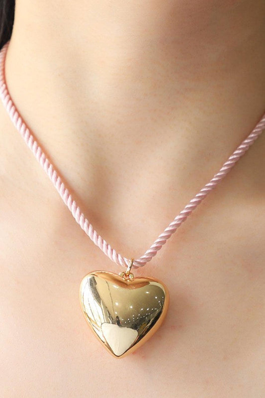 Heart Pendant Rope Necklace BLUE ZONE PLANET