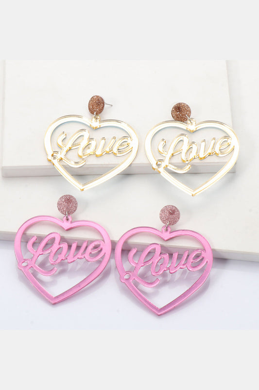 Heart Shape Acrylic Dangle Earrings BLUE ZONE PLANET