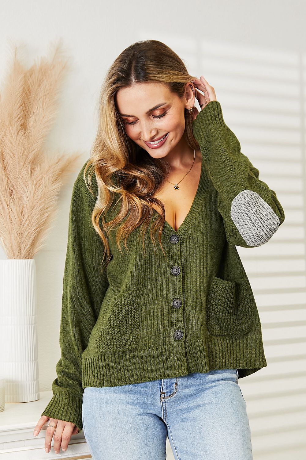 Heimish Full Size Long Sleeve V Neck Button Down Cardigan BLUE ZONE PLANET