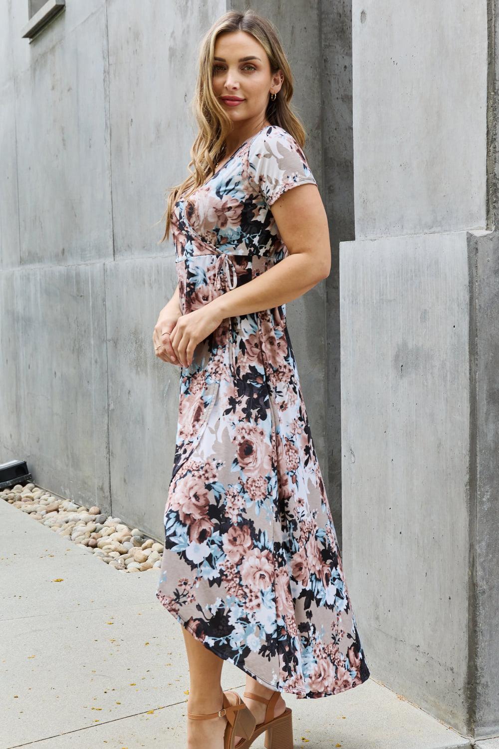 Heimish Give Me Roses Full Size Floral Maxi Wrap Dress BLUE ZONE PLANET