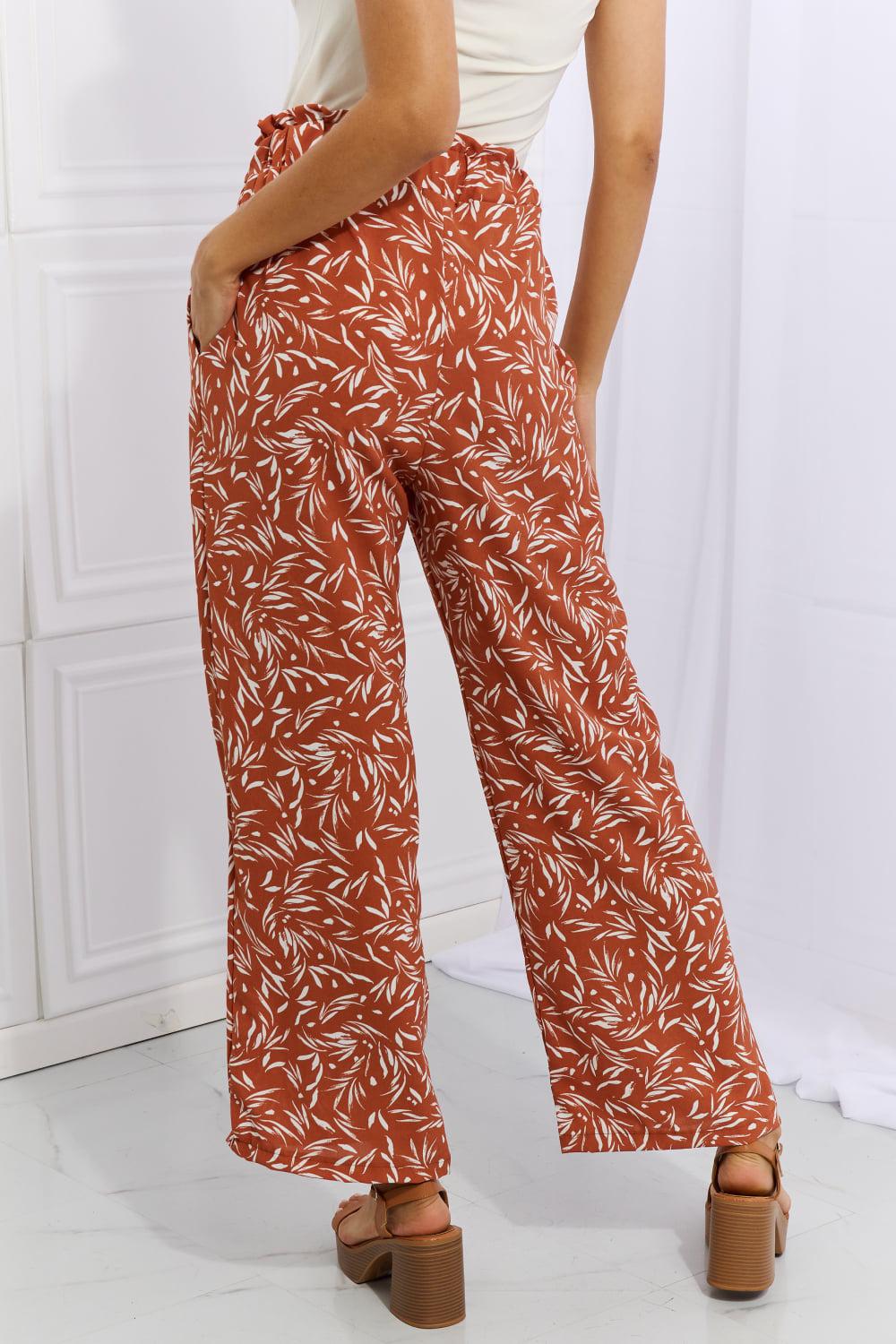 Heimish Right Angle Full Size Geometric Printed Pants in Red Orange BLUE ZONE PLANET