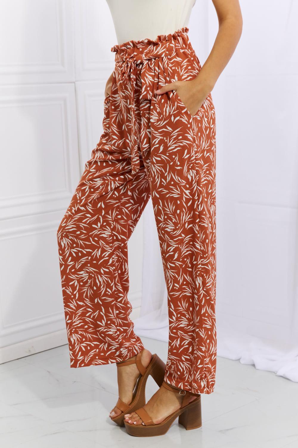 Heimish Right Angle Full Size Geometric Printed Pants in Red Orange BLUE ZONE PLANET