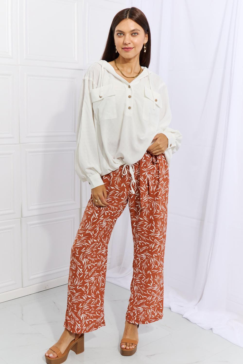Heimish Right Angle Full Size Geometric Printed Pants in Red Orange BLUE ZONE PLANET