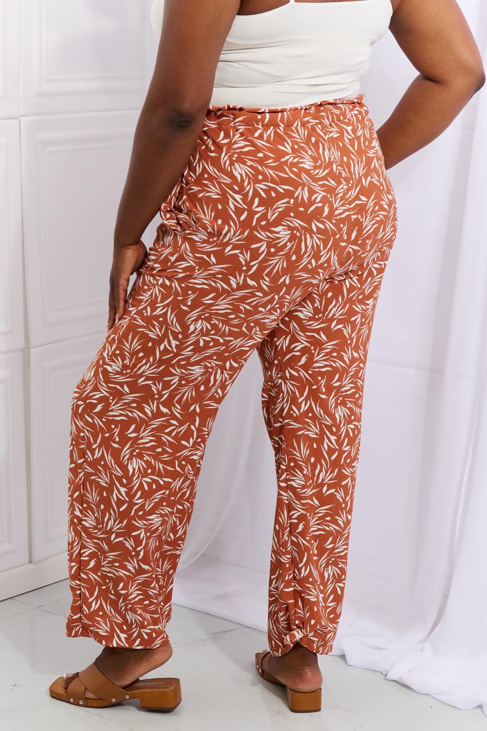 Heimish Right Angle Full Size Geometric Printed Pants in Red Orange BLUE ZONE PLANET