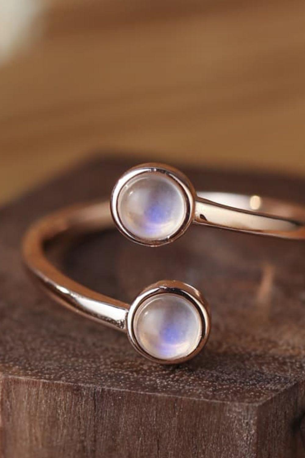 High Quality Natural Moonstone 925 Sterling Silver Toi Et Moi Ring BLUE ZONE PLANET