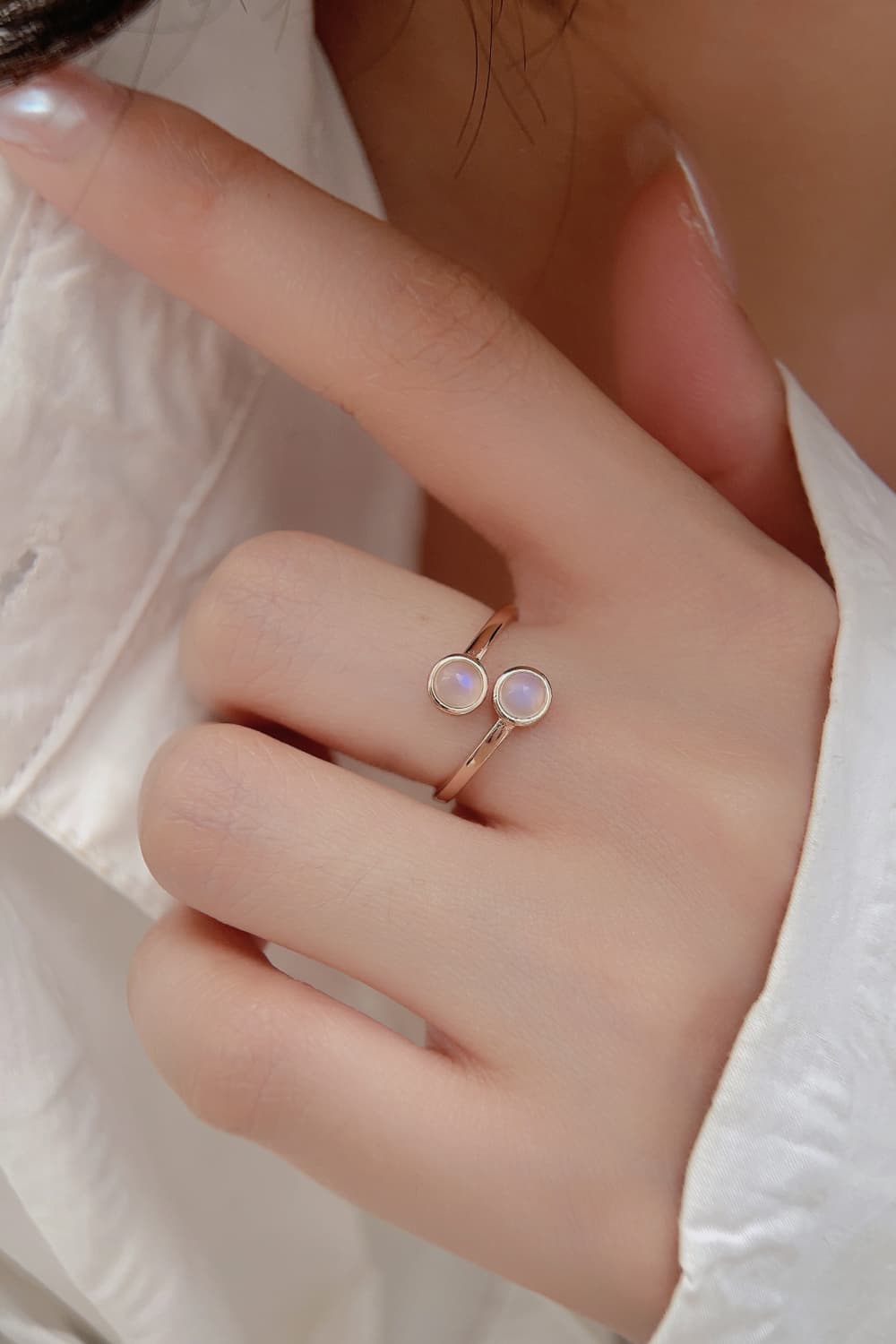 High Quality Natural Moonstone 925 Sterling Silver Toi Et Moi Ring BLUE ZONE PLANET