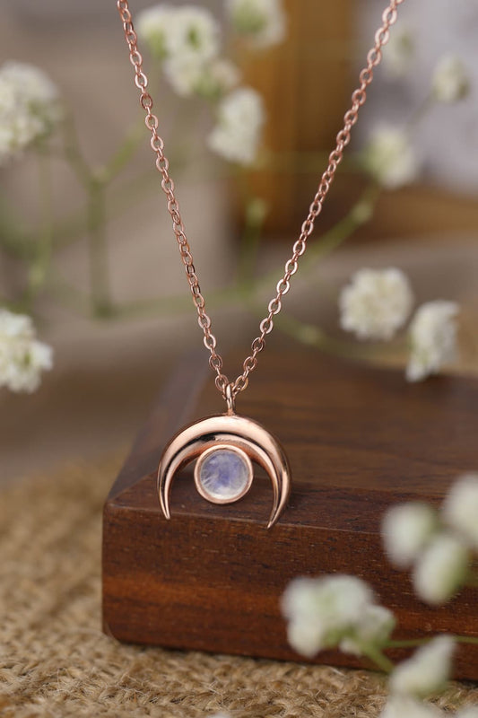 High Quality Natural Moonstone Moon Pendant 925 Sterling Silver Necklace BLUE ZONE PLANET