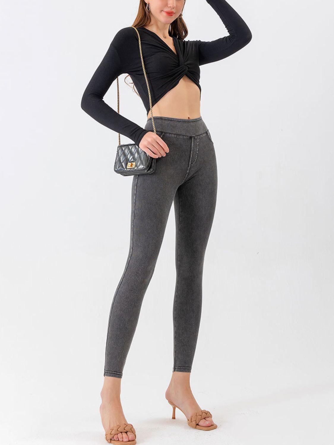 High Waist Cropped Active Leggings BLUE ZONE PLANET
