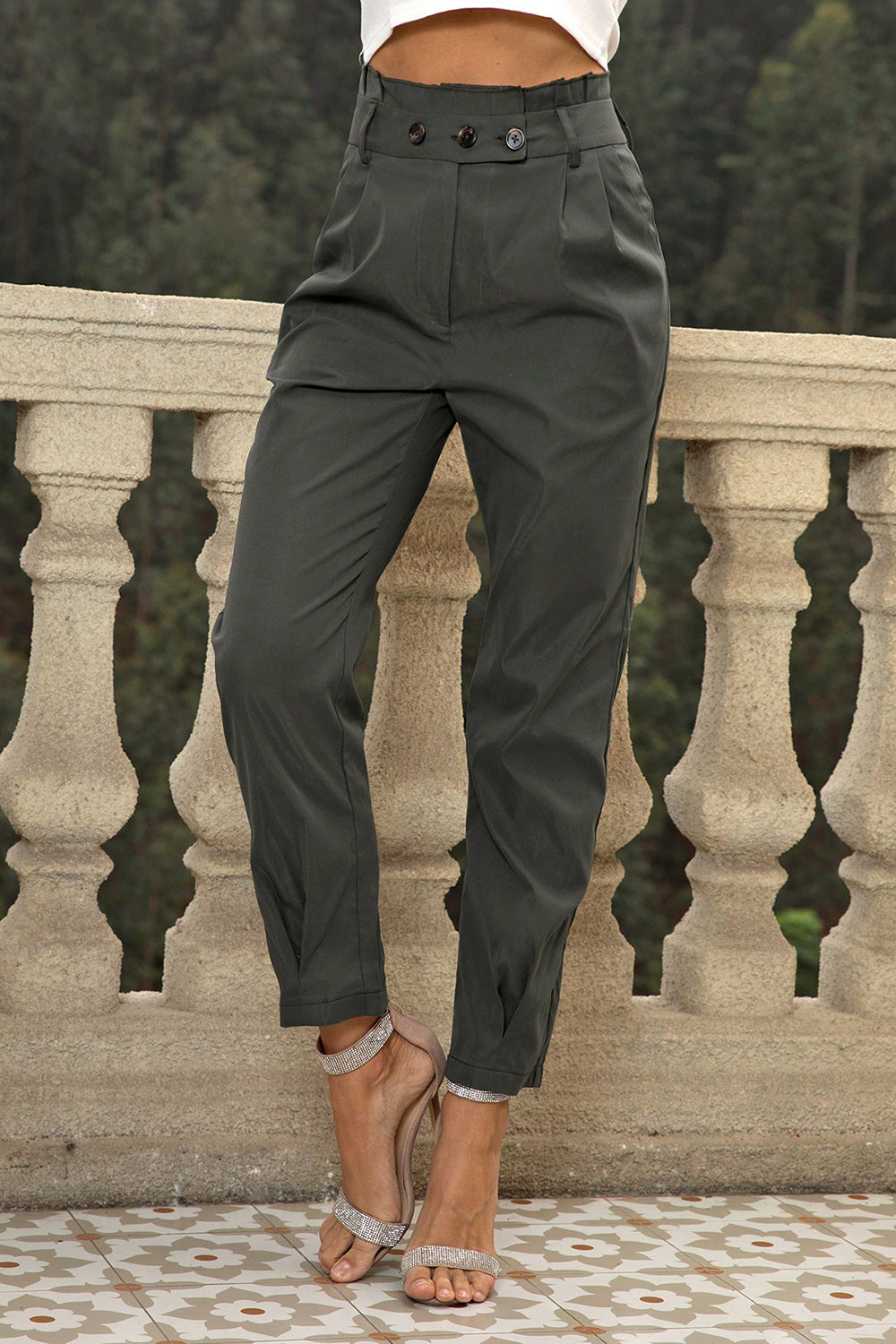 High Waist Cropped Pants BLUE ZONE PLANET