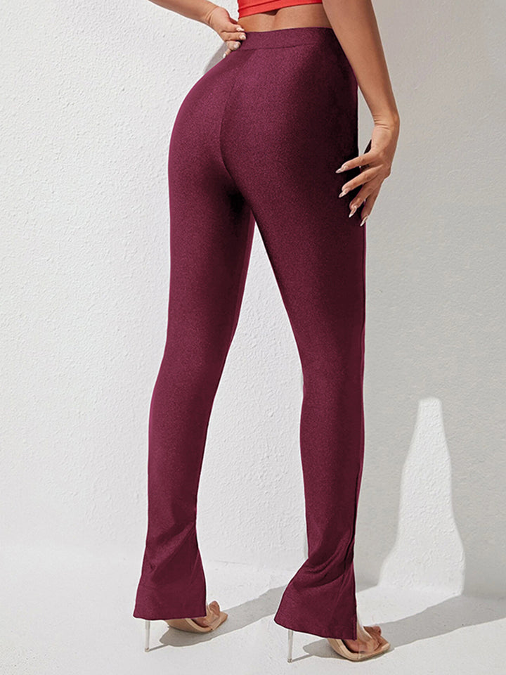 High Waist Slit Skinny Pants BLUE ZONE PLANET