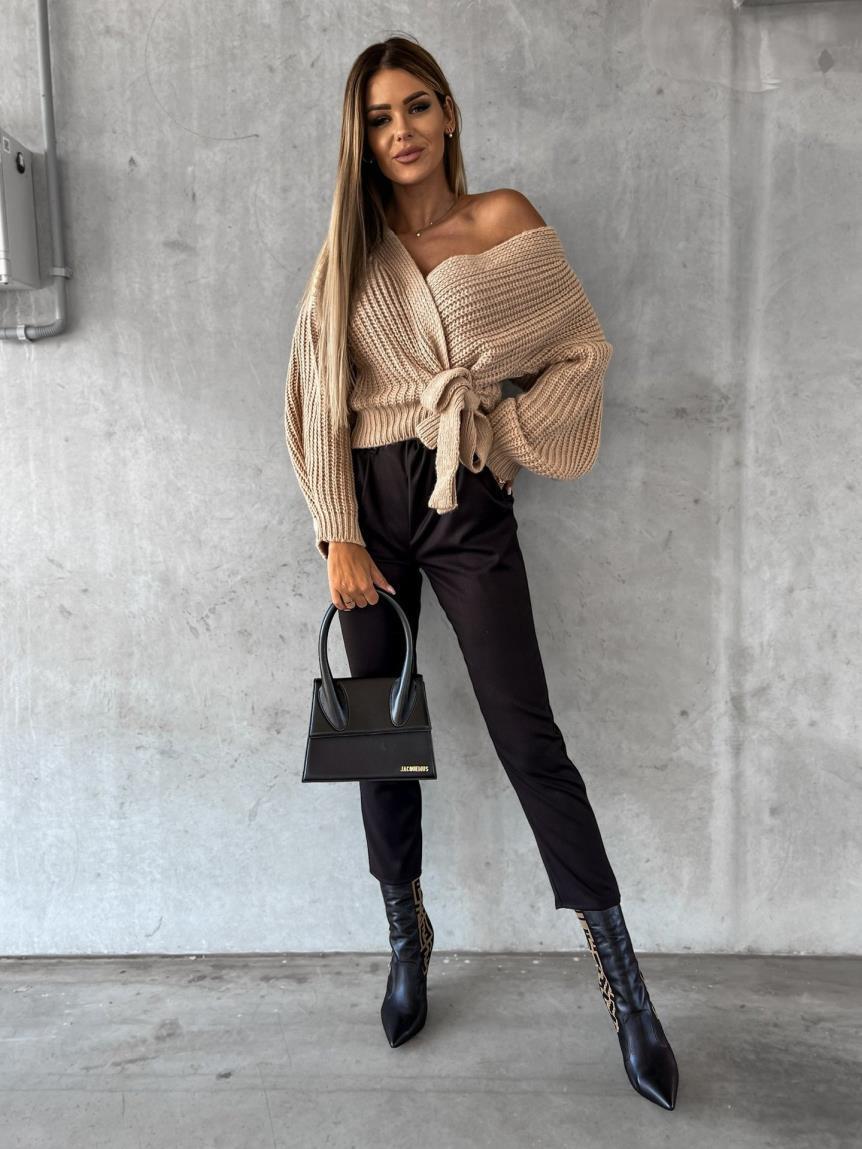 High Waist Tie Pu Leather Casual Pencil Pants iYoowe DropShipping