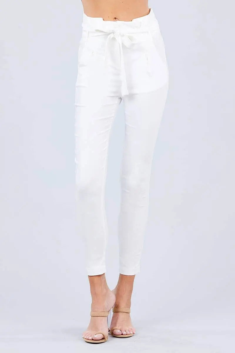 High Waisted Belted Pegged Stretch Pant Blue Zone Planet