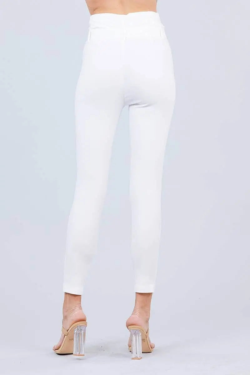 High Waisted Belted Pegged Stretch Pant Blue Zone Planet