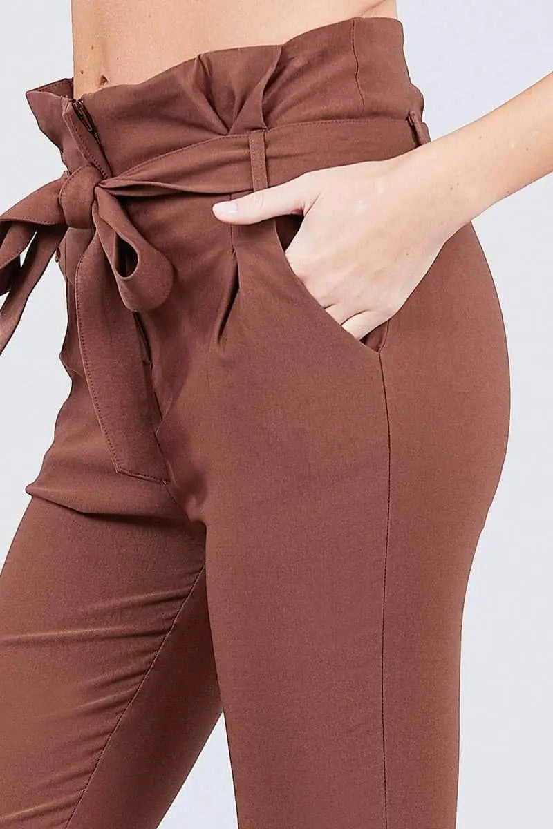 High Waisted Belted Pegged Stretch Pant Blue Zone Planet